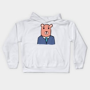 Suited business bear Kids Hoodie